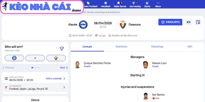 Soi kèo Alavés vs Osasuna (02:00 ngày 06/04, La Liga) 3 Kèo châu Á trận Alavés vs Osasuna (02:00 ngày 06/04, La Liga)