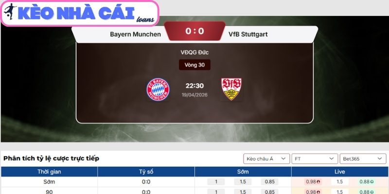 Soi kèo Bayern Munich vs Stuttgart (22:30 ngày 19/04, Bundesliga) 3 Kèo châu Á trận Bayern Munich vs Stuttgart (22:30 ngày 19/04, Bundesliga)