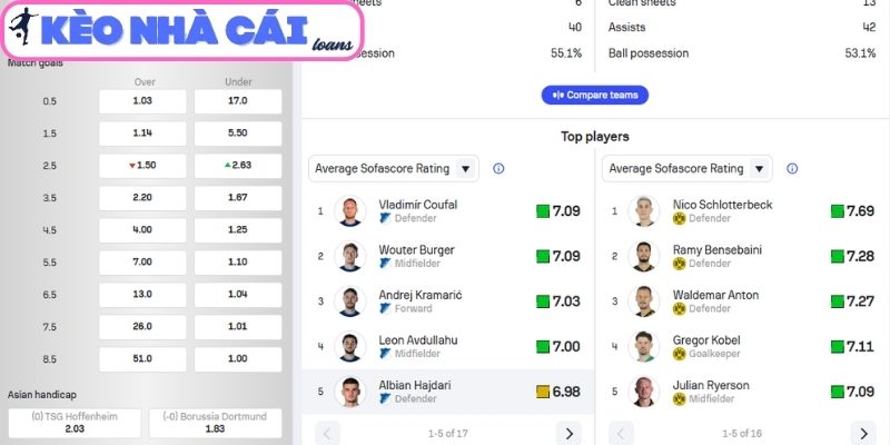 Phong độ Hoffenheim gần đây